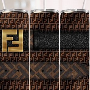 20oz skinny Fendi Inspired Tumbler w/ straw topper